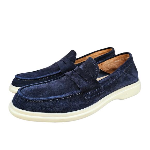 Blue Suede Shoes Leather Loafers Bilt George Brown Foster Penny Loafer Size 8.5 - Picture 3 of 13